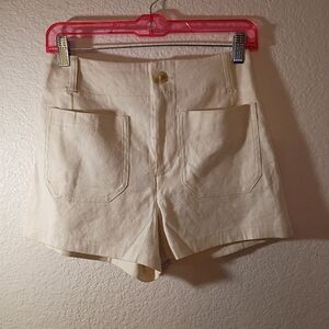 Anthropologie Maeve Colette Linen Blend Cream Shorts sz 26